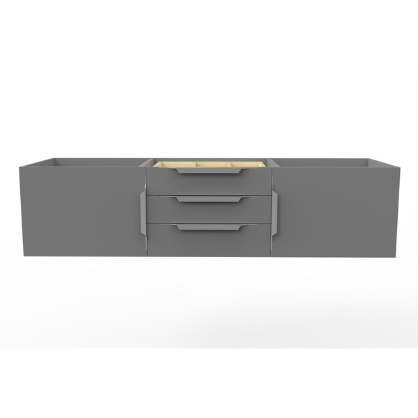 Castello Usa Alpine 60" Wall Mounted Gray Vanity Base with Chrome Handles CB-MC-60G-CHR-VBO - main